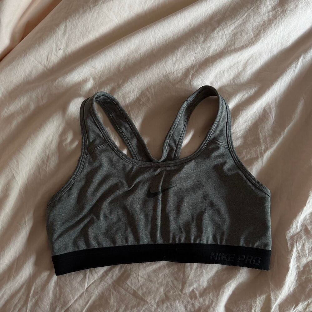 Nike Women's Grey and Black Sports Bra